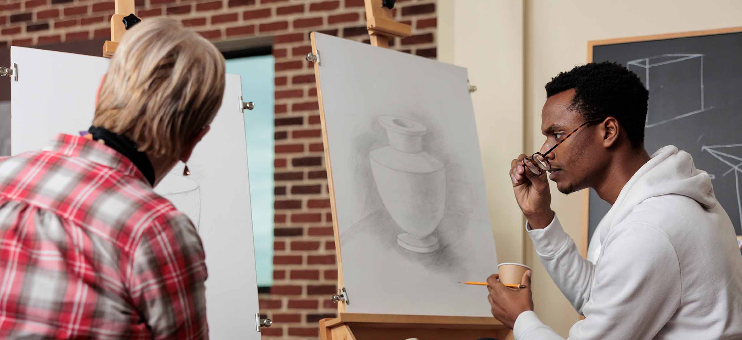 Art student and teacher
