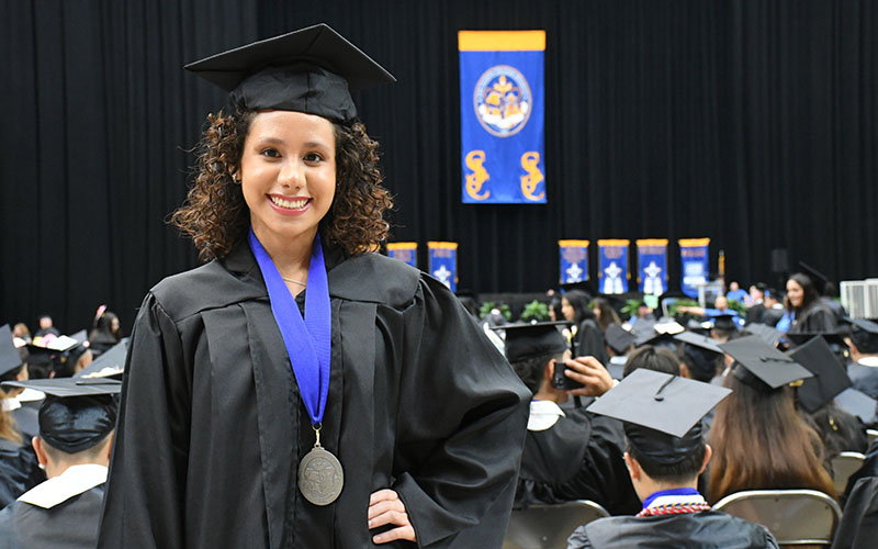Early college high school graduate Axli Alvarez at San Jacinto College commencement